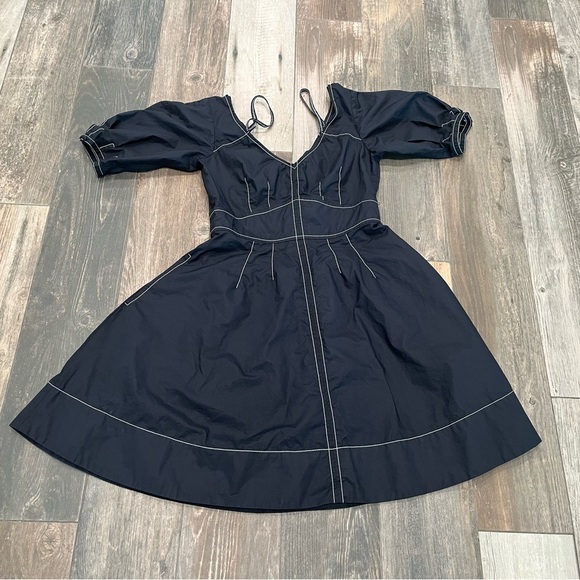 DEREK LAM 10 CROSBY COTTON POPLIN OFF SHOULDER DRESS BLACK SIZE 4 - Picture 9 of 16